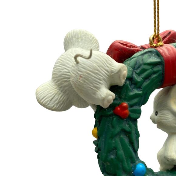 Vintage Christmas Wreath With Mice Ornament Green Lustre Fame Christmas Sharing - Picture 10 of 16